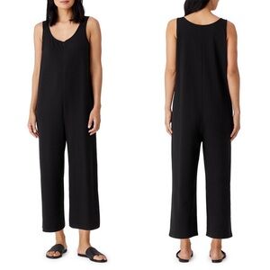Eileen Fisher Cropped Wide-Leg Black Jumpsuit